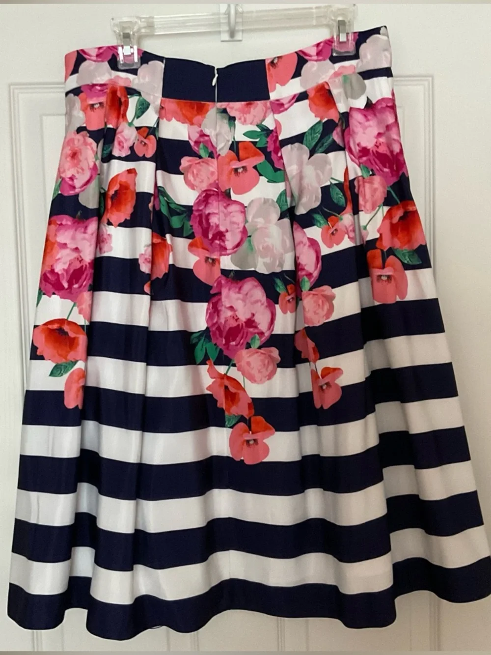 NWOT (never worn) 
 Eliza J Navy and White Striped Floral A-Line Skirt - Picture 3 of 3